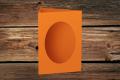[16403221] Passepartoutkarten 3-teilig 120/360x169 mm (B6) ovaler Ausschnitt Orange gerippt 220 g/qm